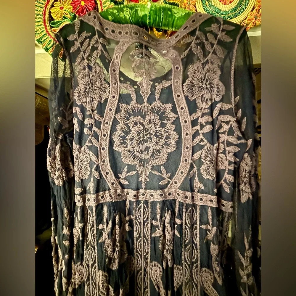 Calstyle Lace Maxi Dress with Navy Slip Womens XL Gorgeous - Picture 5 of 10